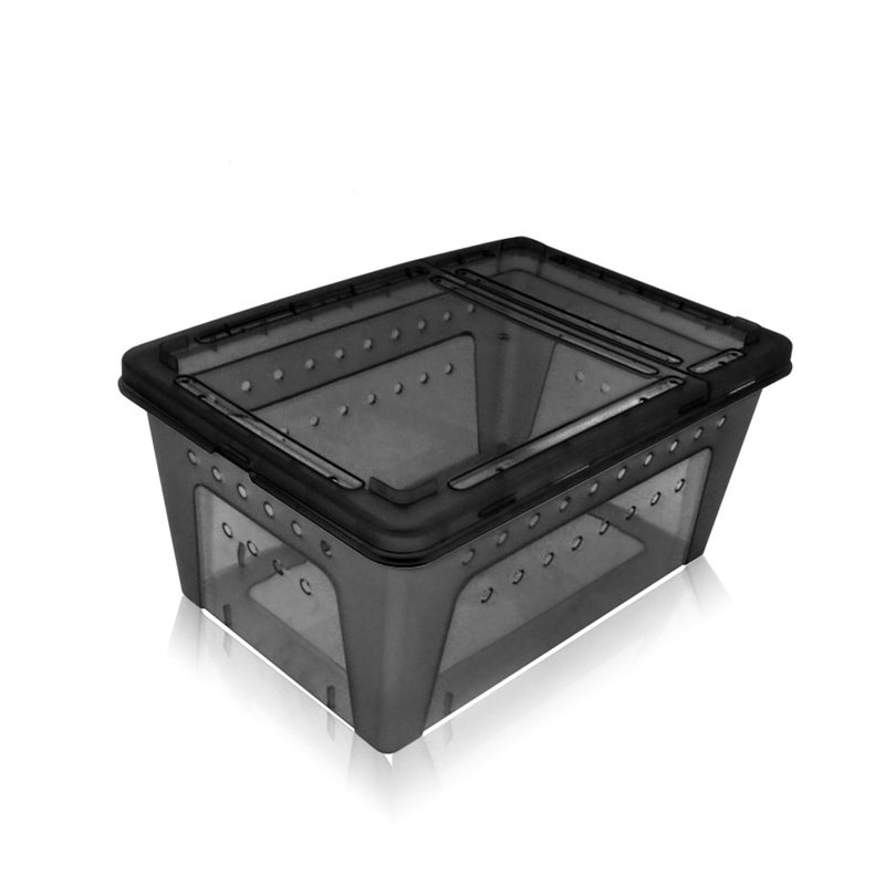 OMEM Portable Reptile Terrarium Habitat for Mini Pet Houses Breathable Holes Stackable Container (Black-M) - Image 1